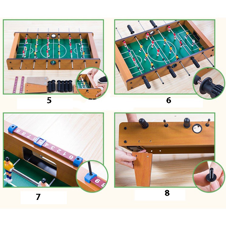 [ TẶNG 2 bóng ] Bàn bi lắc mini 6 tay bằng gỗ, bàn chơi đá bóng cho bé.