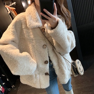 Áo Khoác Len Lông Cừu Dày Dặn Thời Trang Thu Đông Cho Nữ