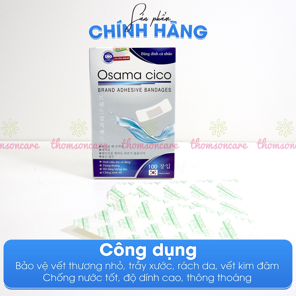 Băng cá nhân trong suốt Plaid Adhesive, băng dính vết thương thẩm mỹ, che mụn  hộp 100 miếng chống nước