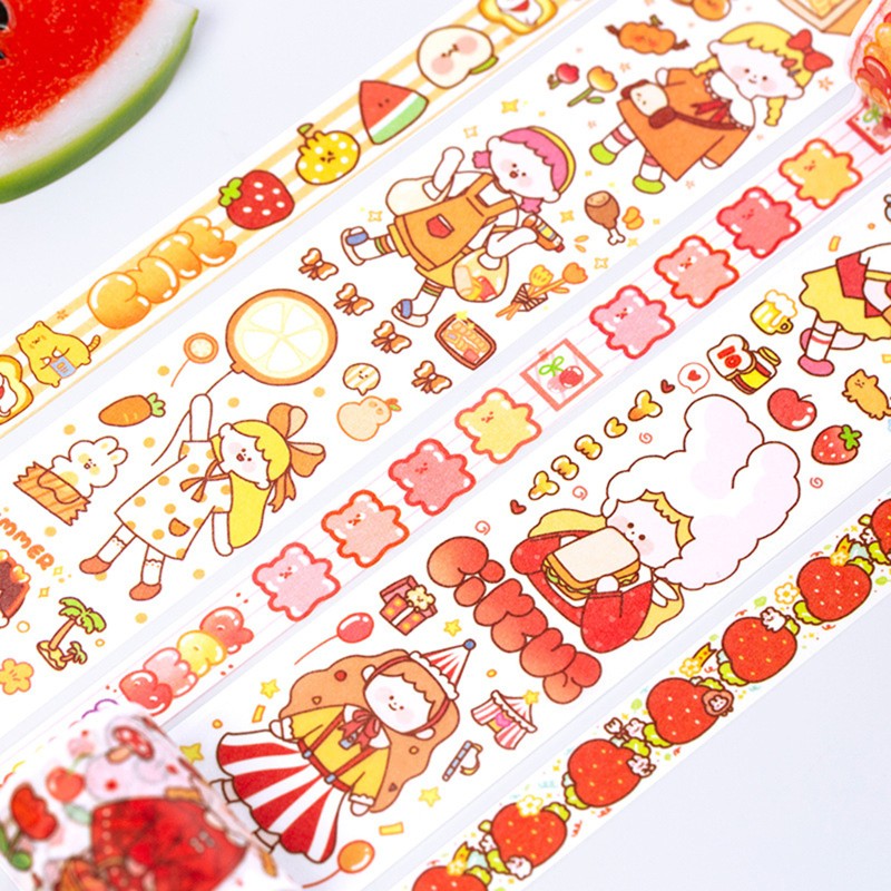 Cuộn Băng Dính Washi Hình Cô Gái Vui Nhộn Trang Trí Sổ Lưu Niệm