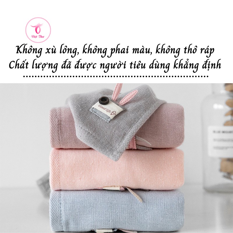 Khăn mặt trẻ em cotton hình tai thỏ cao cấp VIỆT THƯ, siêu mềm mại, siêu thấm hút, 50gr, 25x50cm