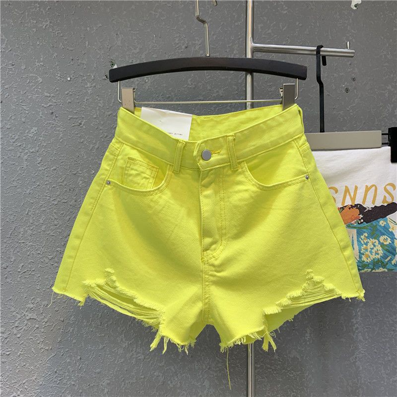 Quần Short Jean Lưng Cao Rách Chữ A Hàn Quốc Mùa Hè Nữ
