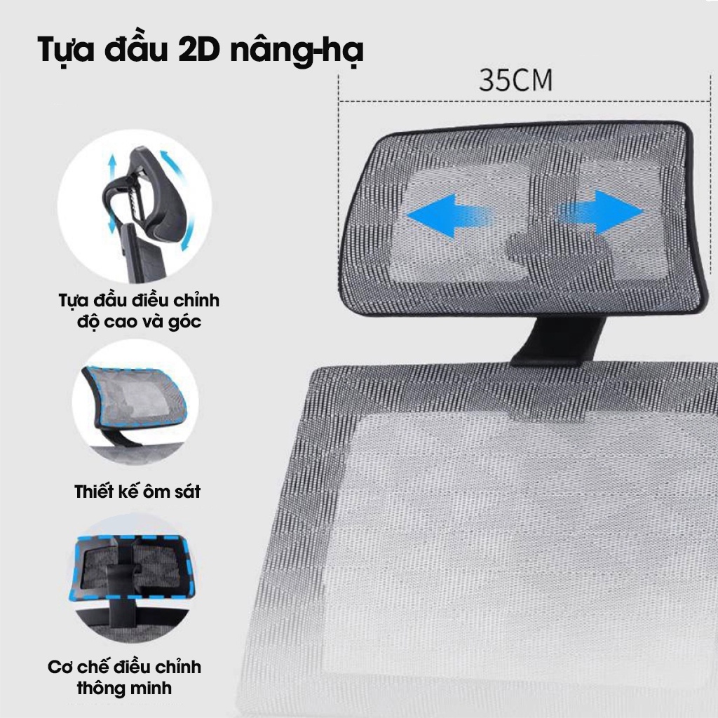 Ghế công thái học Ergonomic Solo S426A-Thiết kế tựa đầu điều chỉnh độ cao, tựa tay 3D nâng hạ, ngả lưng 90-135 độ đ