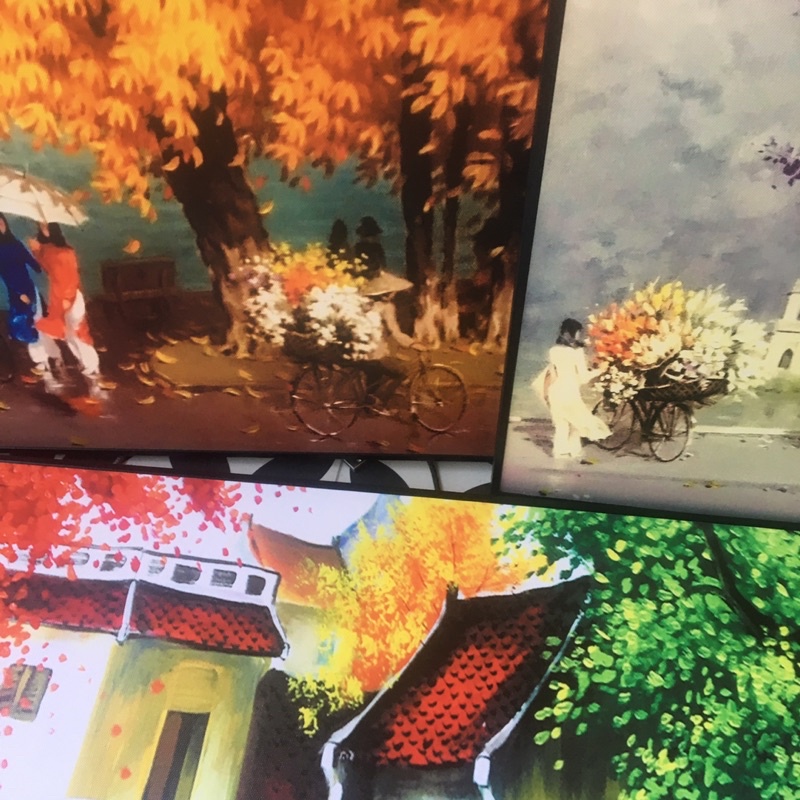 (NEW) Tranh Phố Cổ Hà Nội 60x60cm - Tranh in vải canvas, đủ khung và đinh treo tranh