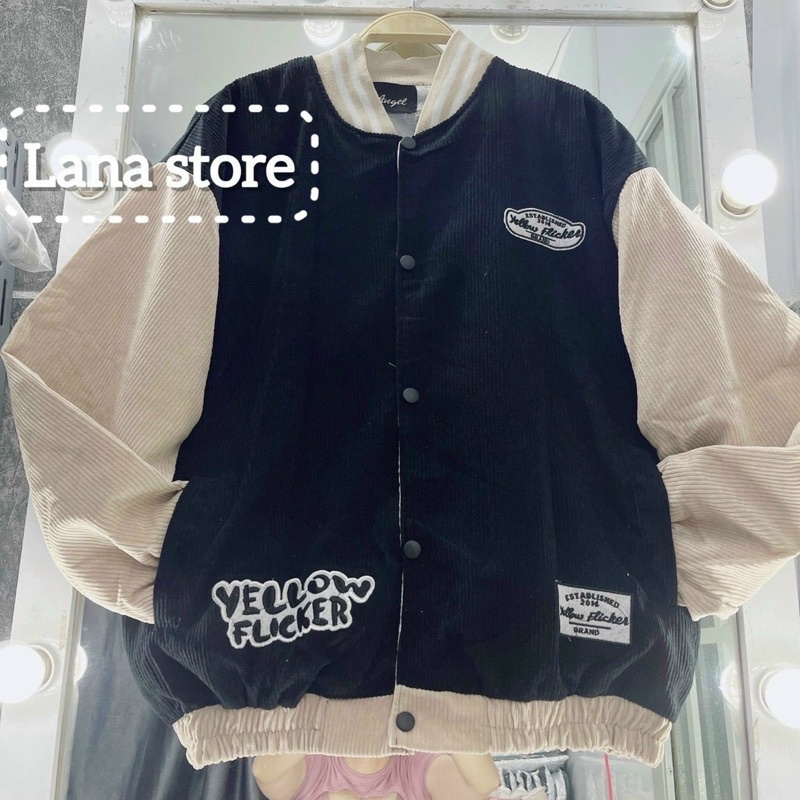 Áo khoác bomber kaki nhung gân 2 lớp unisex ulzzang nam nữ
