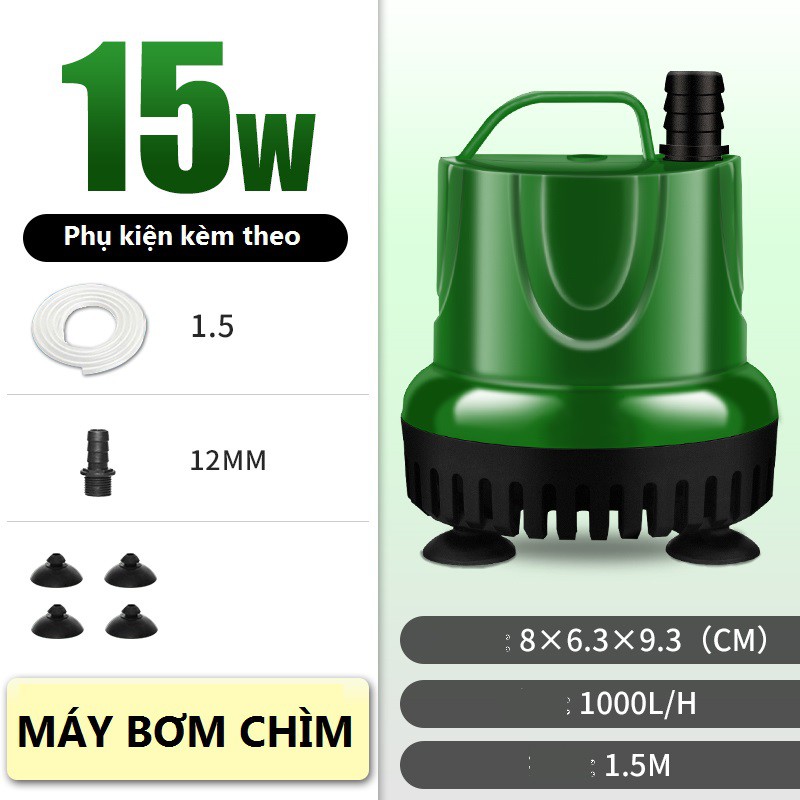 Bơm chìm hút đáy 220v 5w - 15w - 25w - 40w Bơm chìm hồ cá 5w/350L.H - 15w/1000L.H