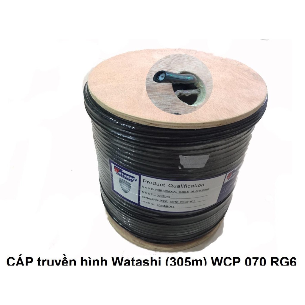 Cáp truyền hình Watashi RG6 100m WCP 069 , 305m WCP 070 cáp đồng trục