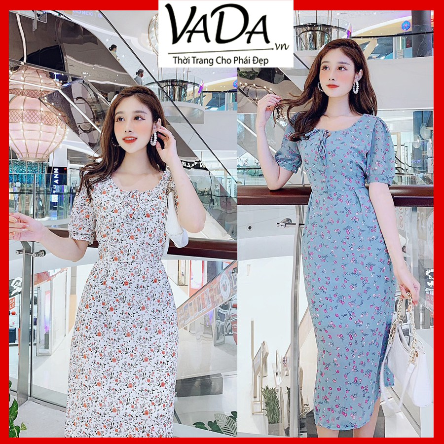 Đầm dự tiệc hoa liti cột nơ siêu dễ thương - sáng da thích hợp đi chơi, đi tiệc đi dạo phố - Thời trang VADA (Đ231) | BigBuy360 - bigbuy360.vn