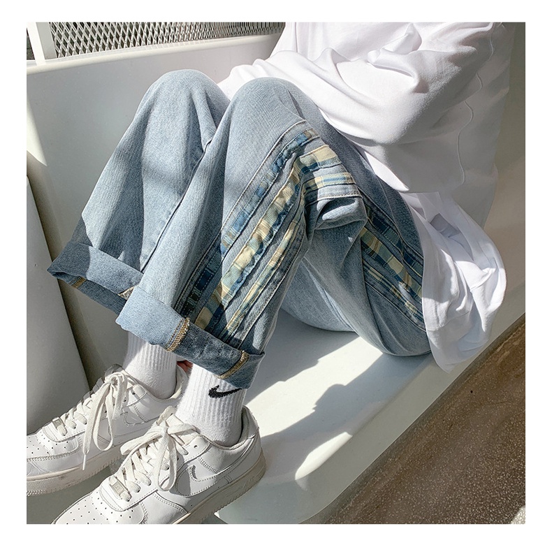 [ MGG 20K ]  Quần jeans ống suông phối viền kẻ  #N669 form cực đẹp | BigBuy360 - bigbuy360.vn