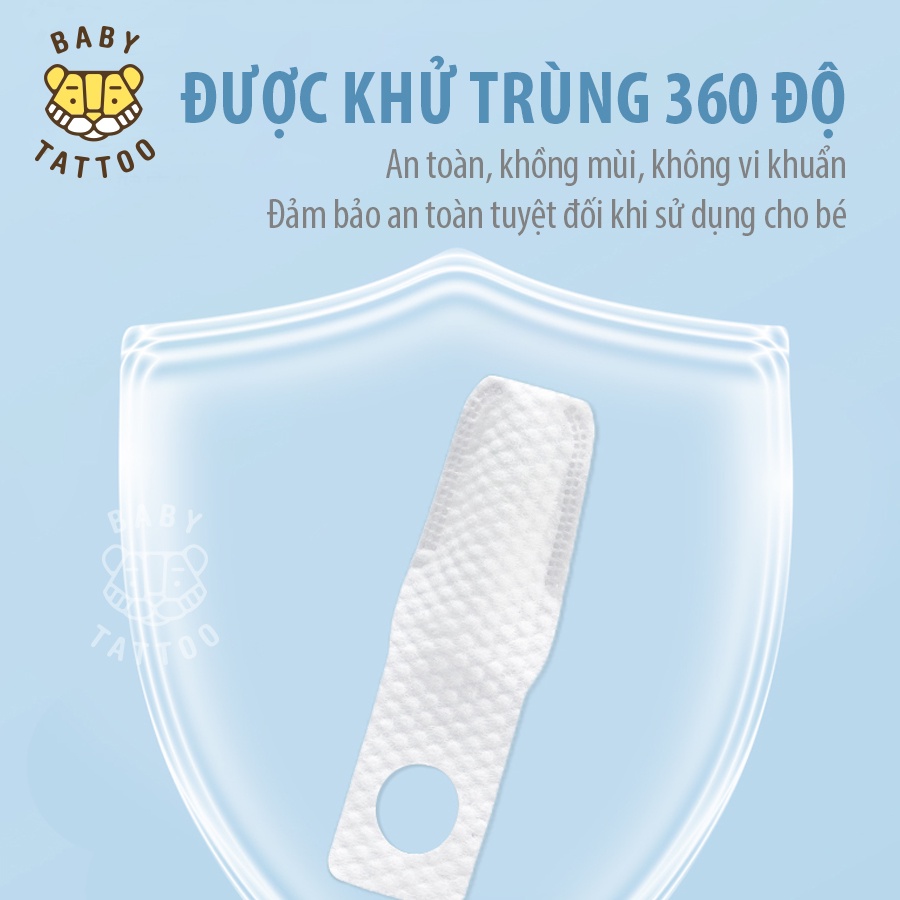BABY TATTOO Bàn Chải Vải Xỏ Ngón Làm Sạch Rặng Miệng Cho Bé Từ 0-2 Tuổi, Hộp 30 cái