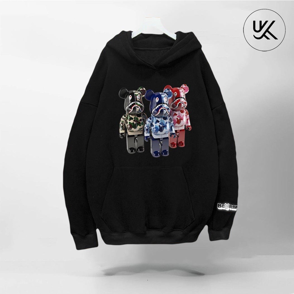 Áo Nỉ HOODIE BEARBRICK (tay áo in Phản Quang Bạc), Form Dáng Rộng, áo nỉ bông hoodie unisex nam nữ. xuongkkim