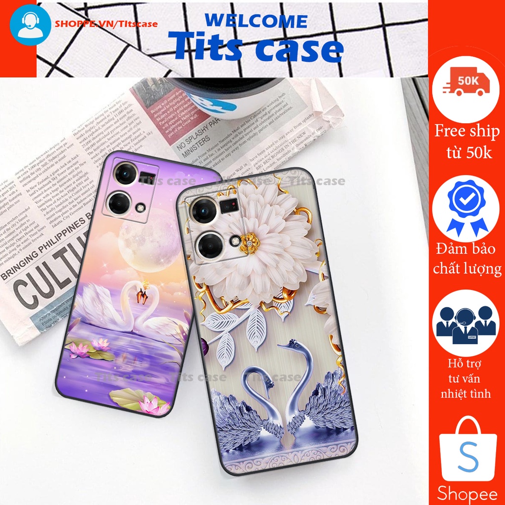 Ốp lưng  Oppo RENO  7 4G / RENO 8 4G BẢO VỆ CAMERA in hình thiên nga,hoa may mắn, đặc sắc ĐỘC - LẠ - BỀN