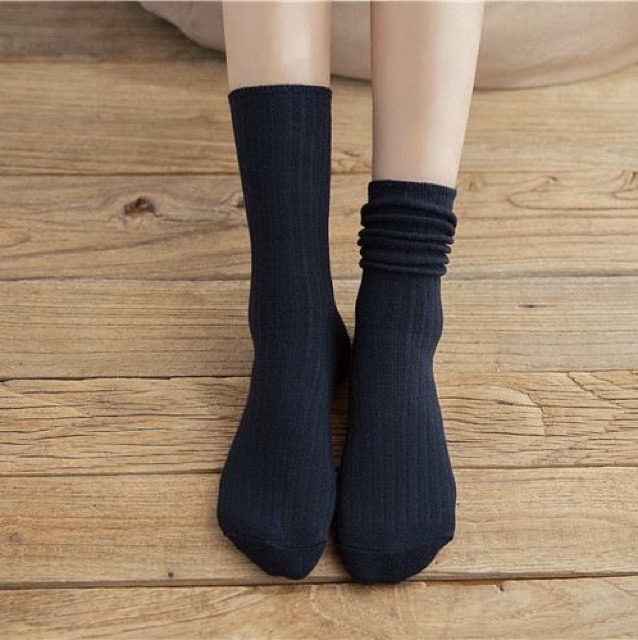 Tất cổ cao vớ trơn dài gân Nhật cotton kháng khuẩn thời trang hàn quốc dành cho nam và nữ MRSOCKS VC015