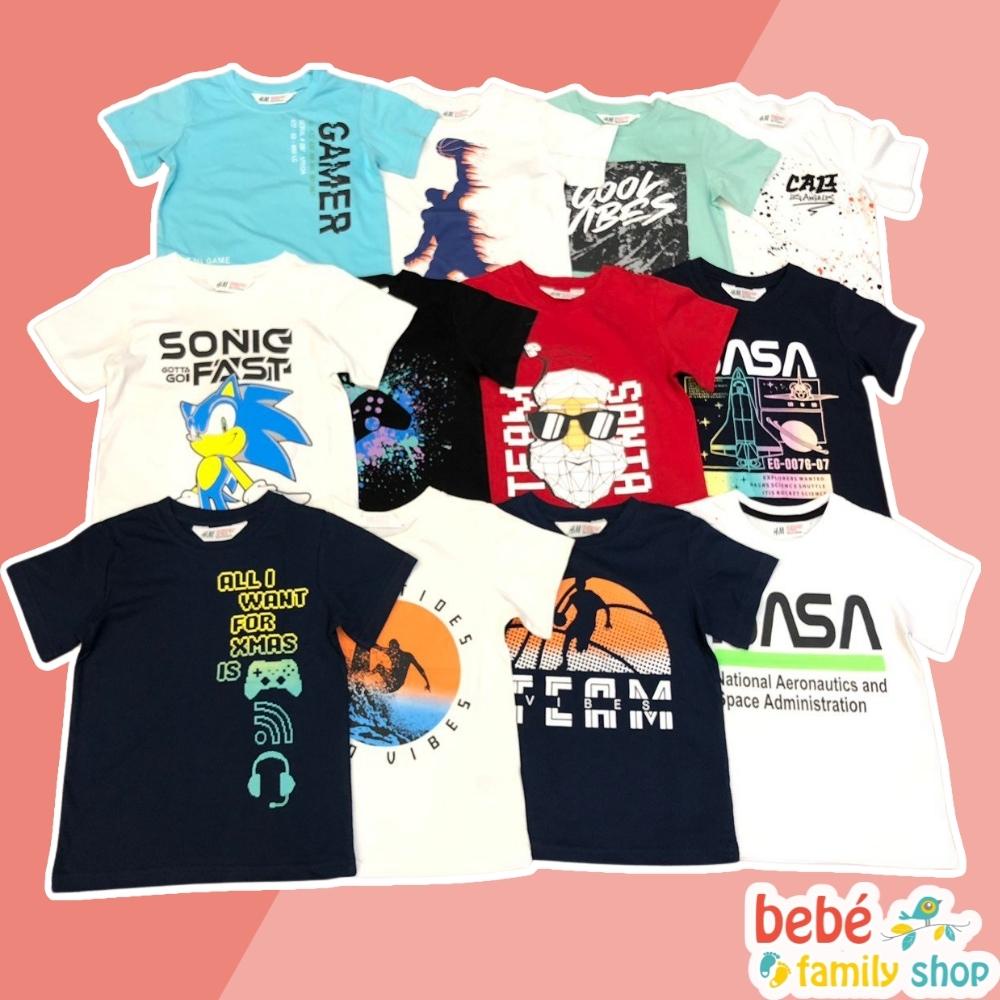 Áo phông bé trai size đại 4 5 đến 10 12 14 tuổi Áo thun trẻ em xuất dư cotton 22 đến 45kg - ATHD