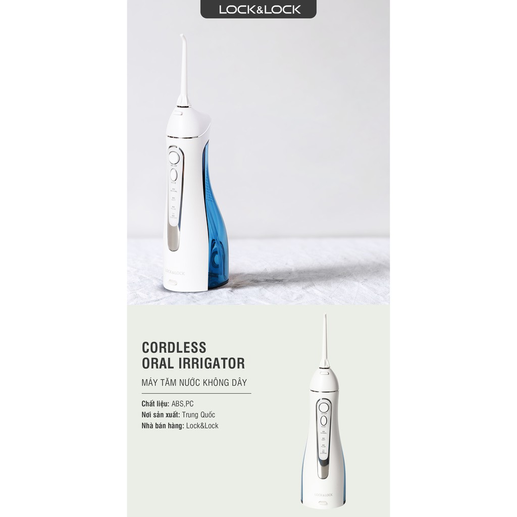 Máy tăm nước không dây Lock&amp;Lock Cordless Oral Irrigator 200ml - Màu xanh - ENR156BLU