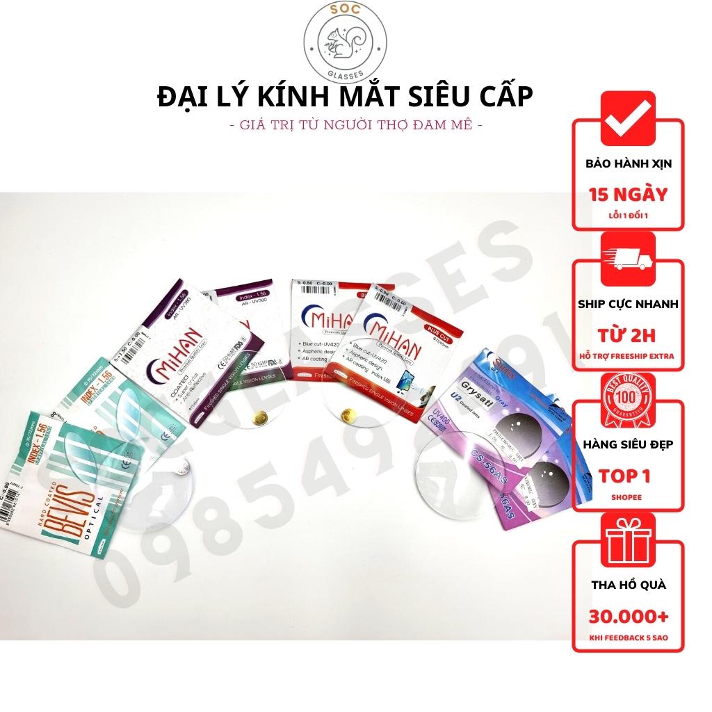 Tròng kính cắt theo yêu cầu cho mắt cận, viễn, loạn siêu cứng, chống uv, chống ánh sáng xanh, đổi màu - SOC GLASSES