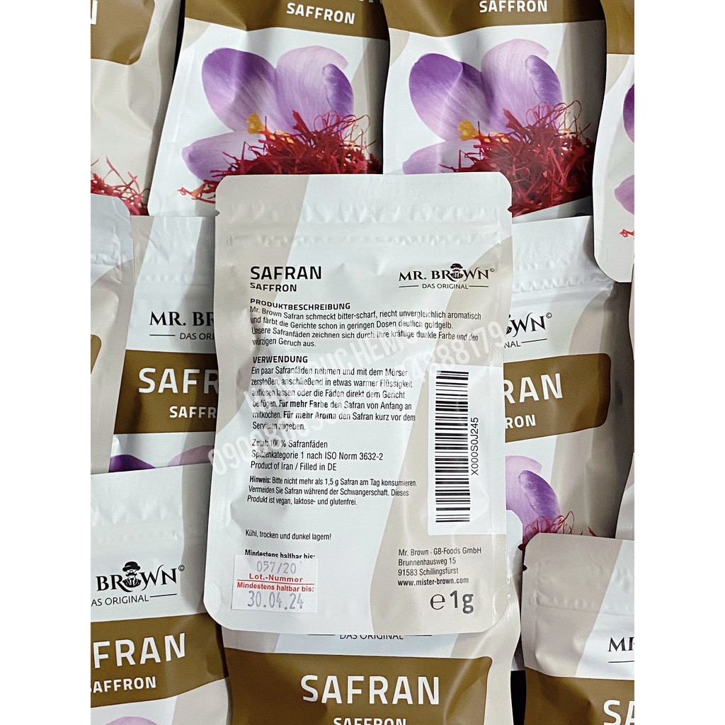 Nhụy hoa nghệ Tây Saffron Iran xuất khẩu Đức 1g DATE 2024