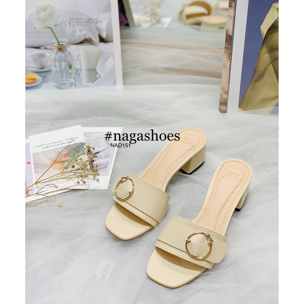 DÉP NAGASHOES QUAI NGANG KHÓA TRÒN 4CM NAD151