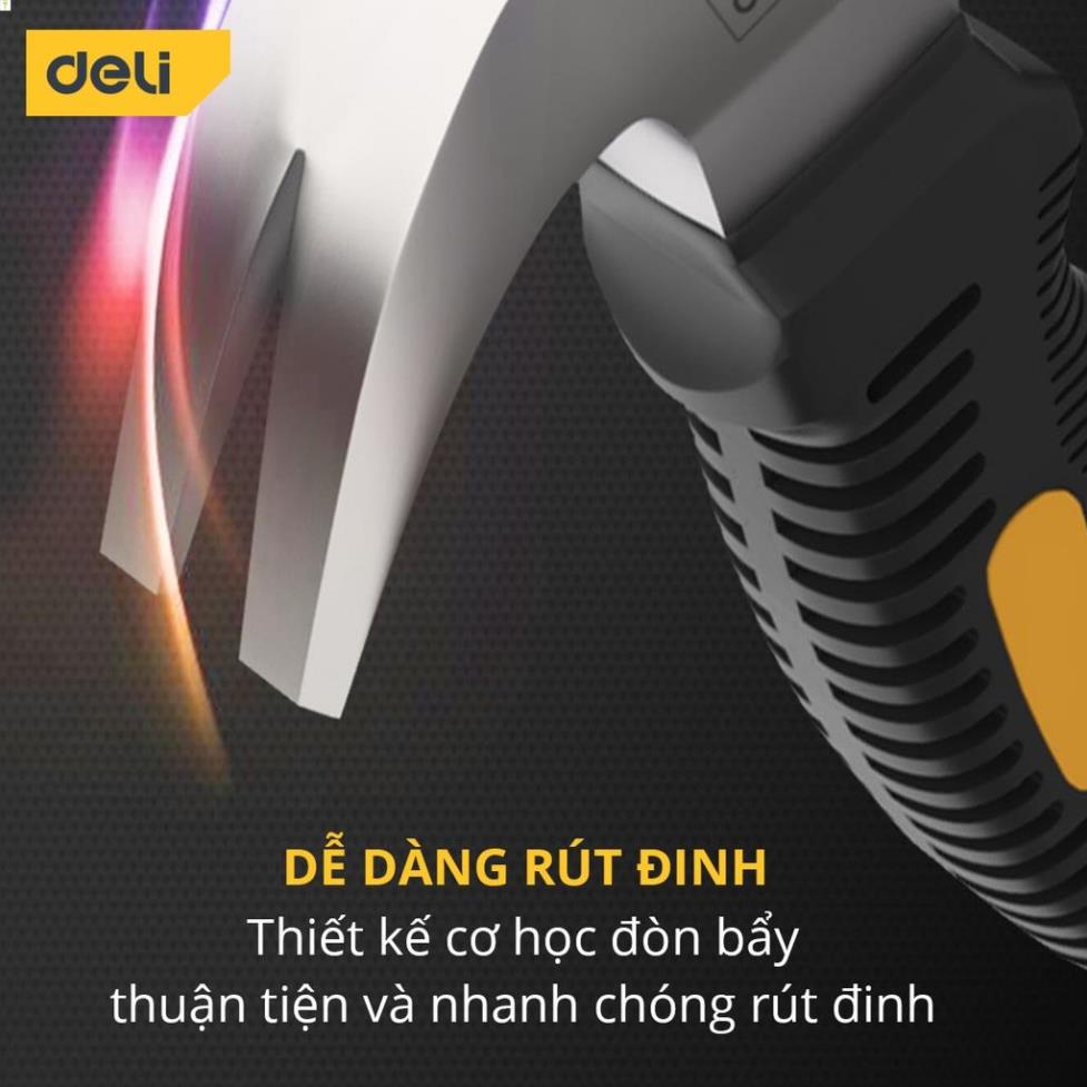 Búa Lùn Nguyên Khối Deli Chính Hãng - Đóng Đinh, Nhổ Đinh Dễ Dàng, Tiện Dụng - Nhỏ Gọn, Tay Cầm Bọc Cao Su - DL441008 .