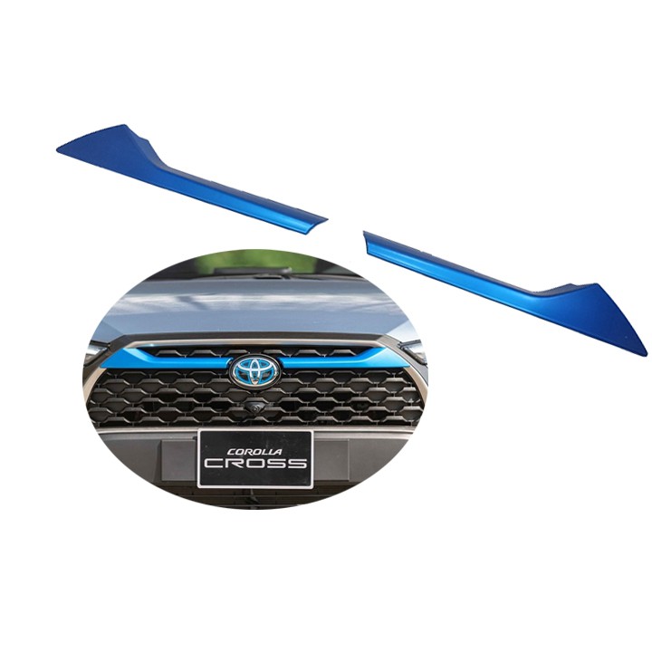 Ốp viền Ca lăng, calang nắp capo bên trên xe Toyota Corolla Cross 2020 - 2022, 2023 - màu xanh
