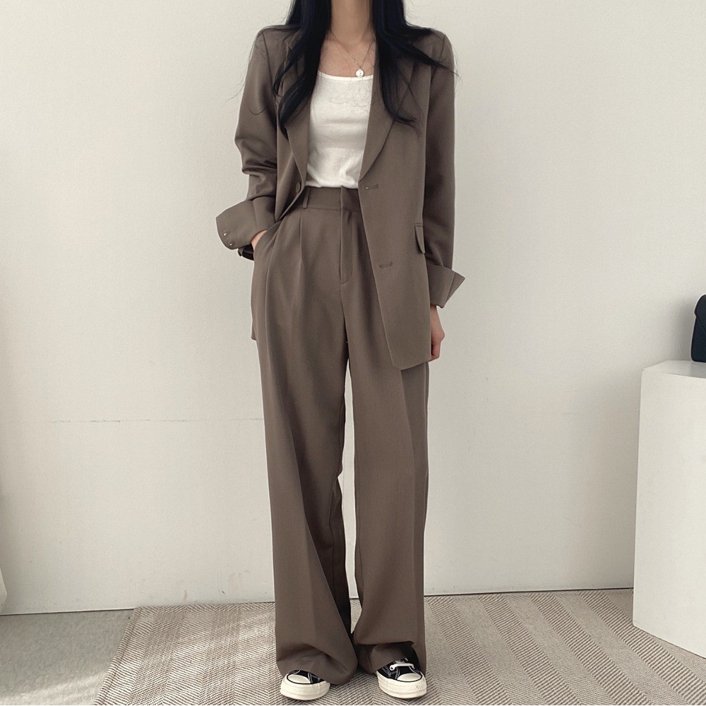 Bộ Set Áo khoác blazer vest và quần vải âu dáng suông chất vải mềm mịn hàng chuẩn Quảng Châu