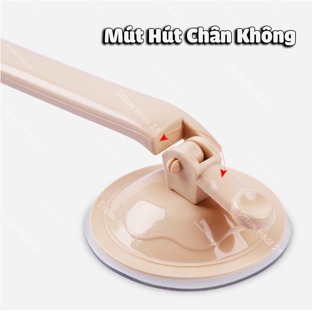 Móc treo đồ nhà tắm hút chân không, móc treo quần áo nhựa abs cao cấp màu hồng kích thước 35cm x 8cm