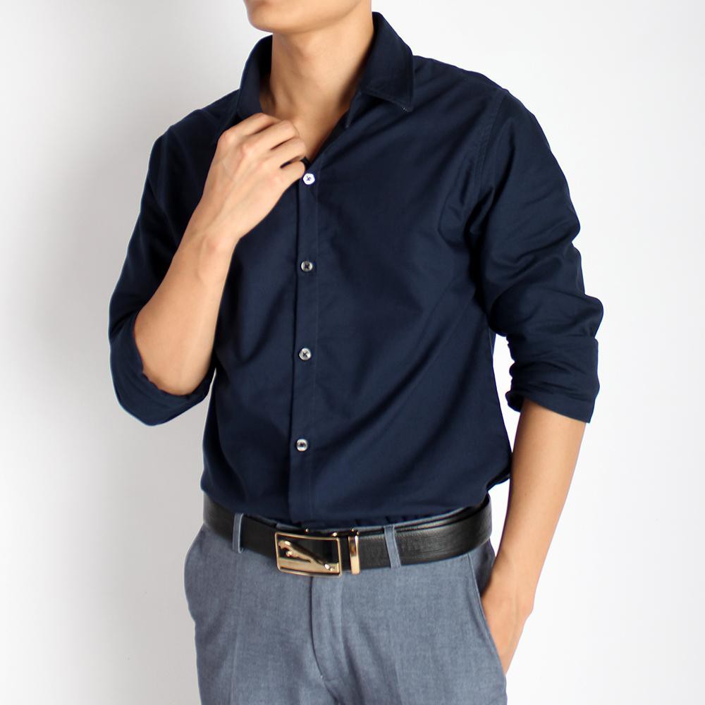 Áo Sơ Mi Nam Dài Tay Chất Cotton Thoáng Mát Màu Trơn Thời Trang