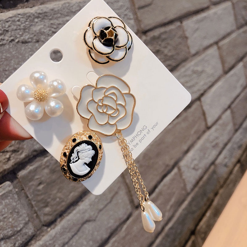 Ghim cài áo hình hoa hồng đính ngọc trai giả sang trọng cho nữ