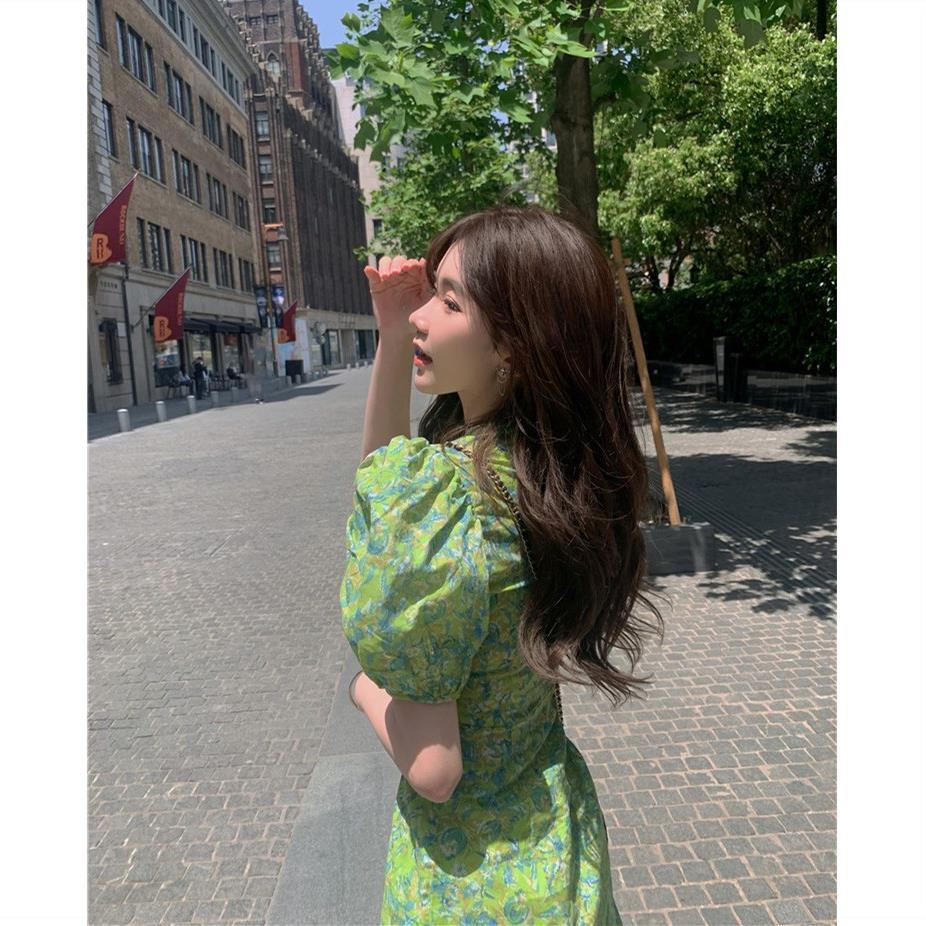 Đầm Midi Tay Ngắn In Hoa Dễ Thương Thời Trang Mùa Hè Cho Nữ