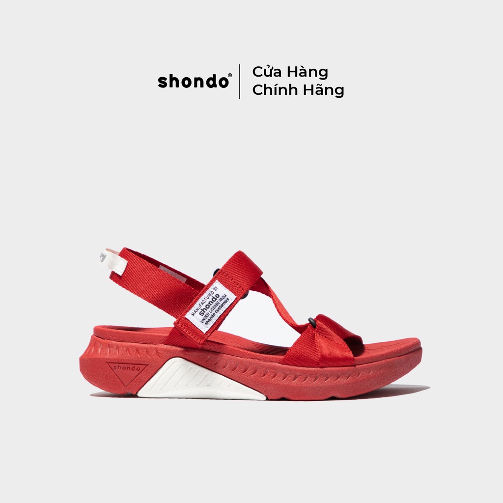 Giày Sandals Nam Nữ Unisex Shondo F7 Racing Đế Đỏ Phối Trắng Quai Đỏ F7R6262