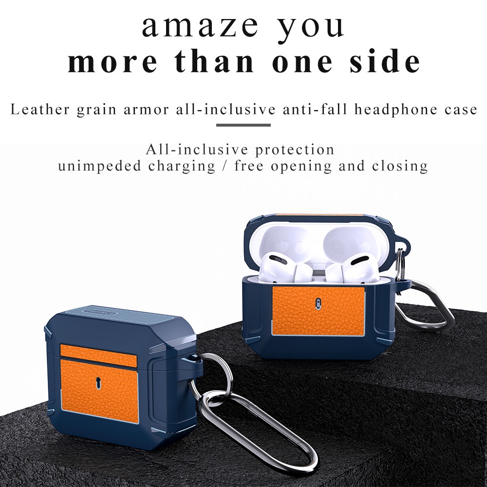 Vỏ Bảo Vệ Hộp Sạc Tai Nghe Airpods 1 2 3 Pro Chất Liệu Da Cứng Kiểu Áo Giáp Sang Trọng