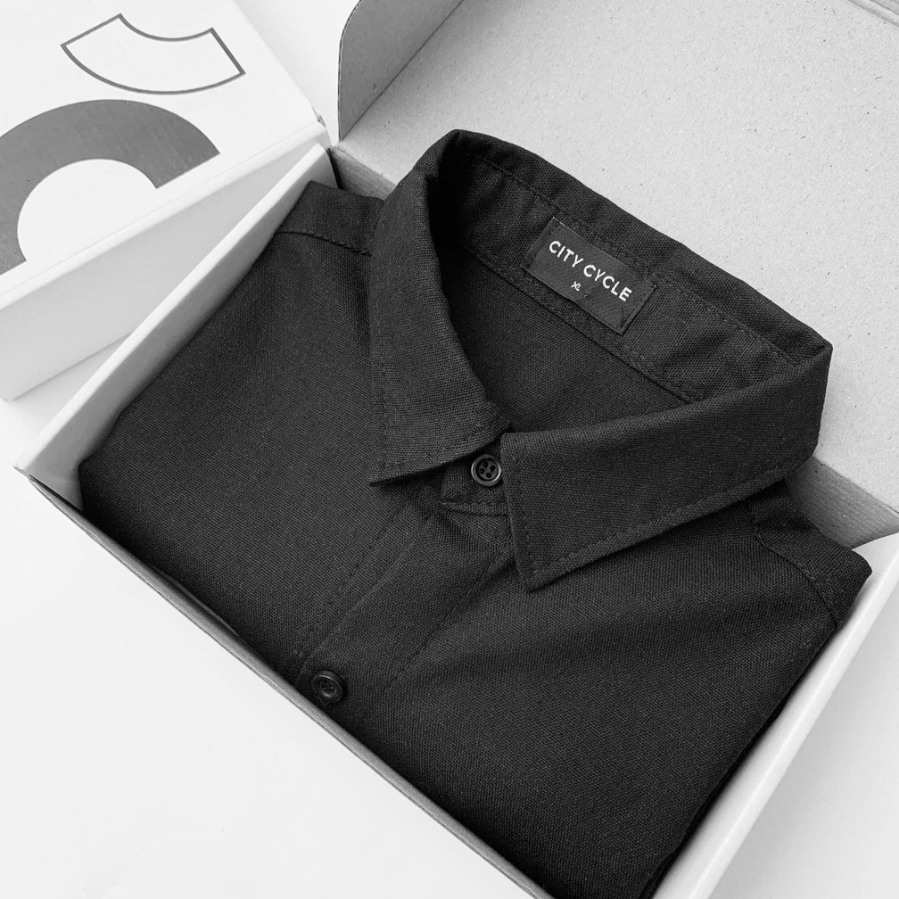 Áo sơ mi cộc tay đũi unisex - áo đũi nam nữ phong cách Hàn Quốc chất mềm mịn