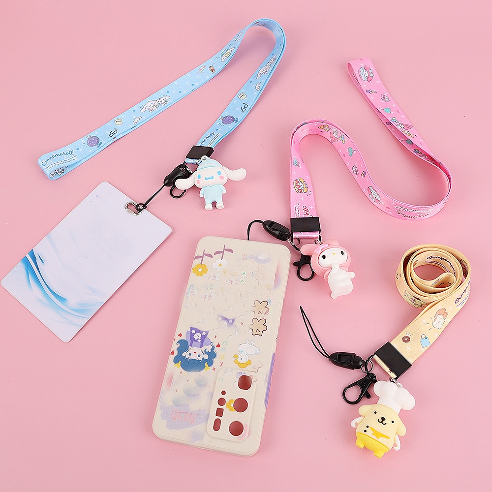 Dây Đeo Điện Thoại / Móc Khóa / Thẻ ID Bản Rộng In Họa Tiết Hoạt Hình Dễ Thương