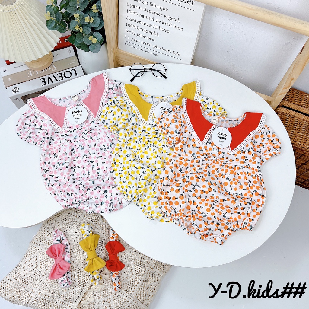 Jumsuit siêu Cute cho Bé Gái chất vải đũi lụa thái, hoa nhí,nhẹ mát cao cấp từ 7-12kg kèm băng đô