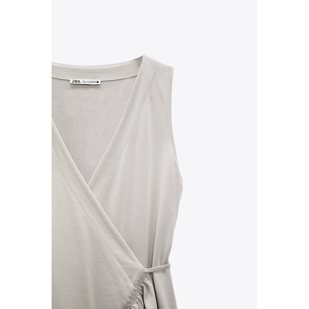 Đầm vạt chéo nhún bèo ZARA Nhật Auth