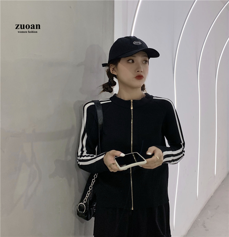 SUXI Áo Khoác Cardigan Dệt Kim Tay Dài Phối Khoá Kéo Thời Trang Mùa Thu