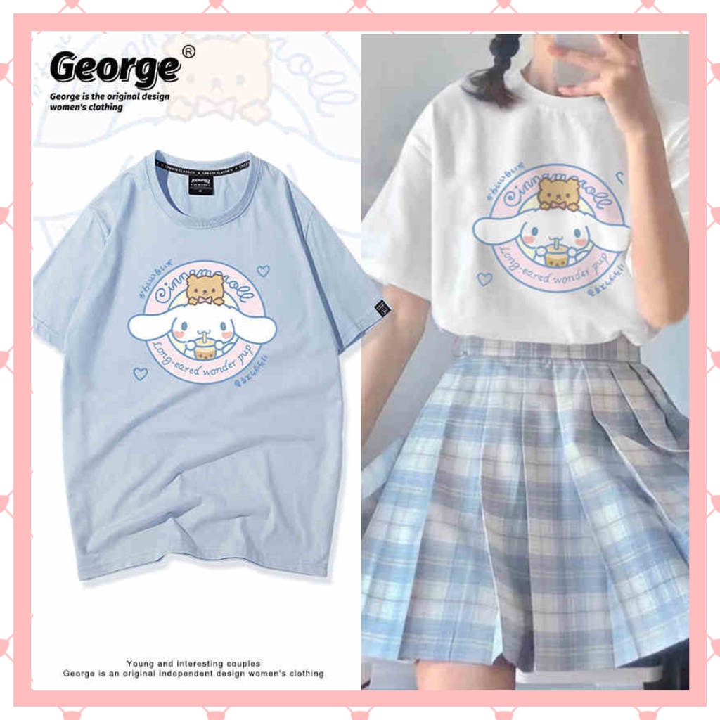 Cinnamoroll - Áo thun tay ngắn Hello Kitty thời trang nam nữ