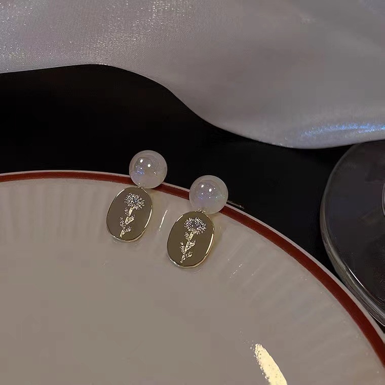 Bông Tai Đính Ngọc Trai Giả Phong Cách Retro Hồng Kông 2022 Cho Nữ