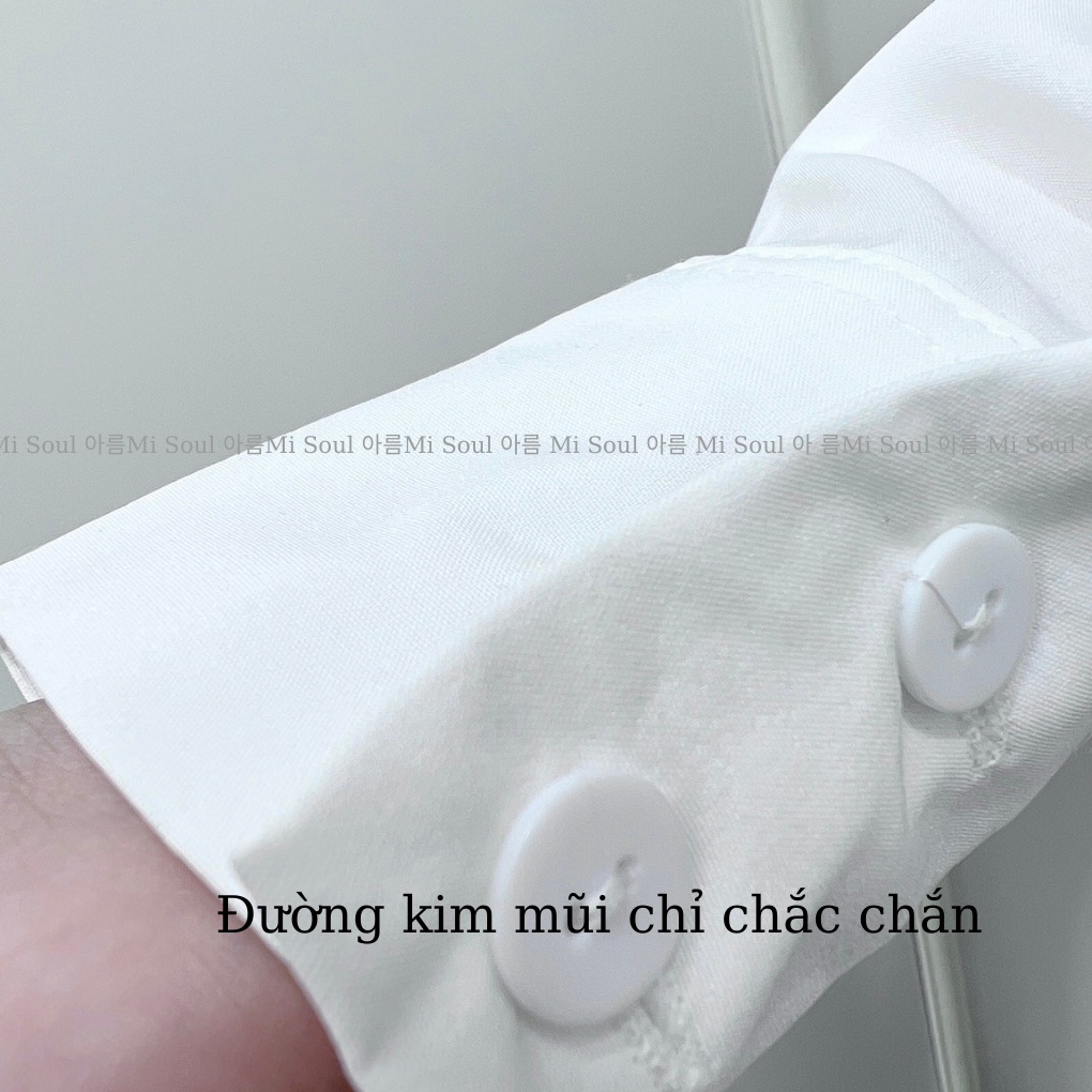 Áo sơ mi MISOUL thiết kế form rộng dáng xuông đồ công sở nữ,màu trắng dài tay chất kate lụa thanh lịch thời trang 112