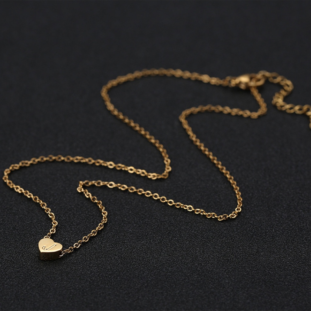 Dây Chuyền Mặt Hình Trái Tim Khắc Chữ Bằng Thép Titanium Mạ Vàng 18k Phong Cách Mùa Xuân Phong Cách Mới Có Sẵn Hàng Có Sẵn