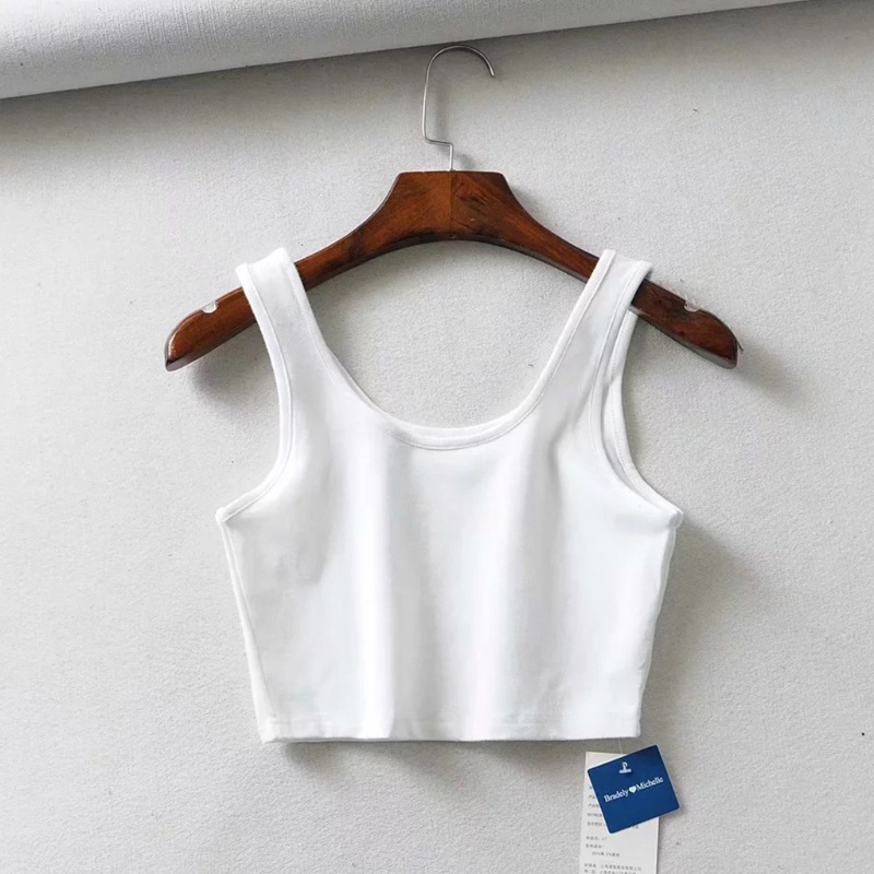 Áo Croptop Sát Nách Màu Trơn Cổ Yếm Chất Liệu Cotton Thời Trang Mùa Hè Cho Nữ