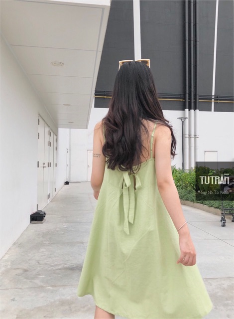 VÁY 2 DÂY LINEN THẮT NƠ SAU LƯNG