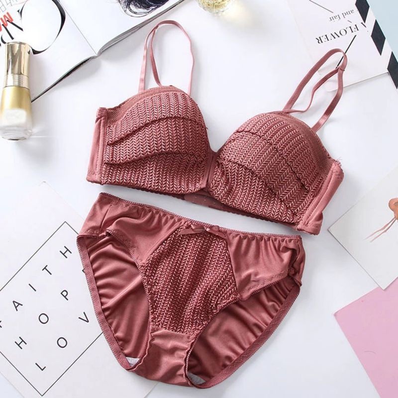 Bộ áo ngực và quần lót dệt kim không gọng cho nữ | BigBuy360 - bigbuy360.vn