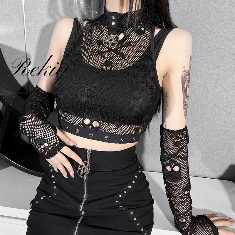 Áo Tank Top Hai Mảnh Vải Lưới Phối Ren Thời Trang Dành Cho Nữ 2022