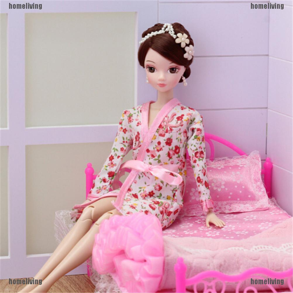 Bộ Đồ Ngủ In Hoa Thủ Công Xinh Xắn Cho Búp Bê Barbie