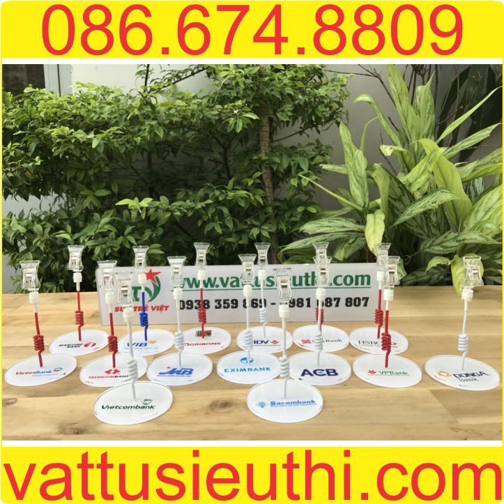 Wobbler để bàn kẹp nhựa