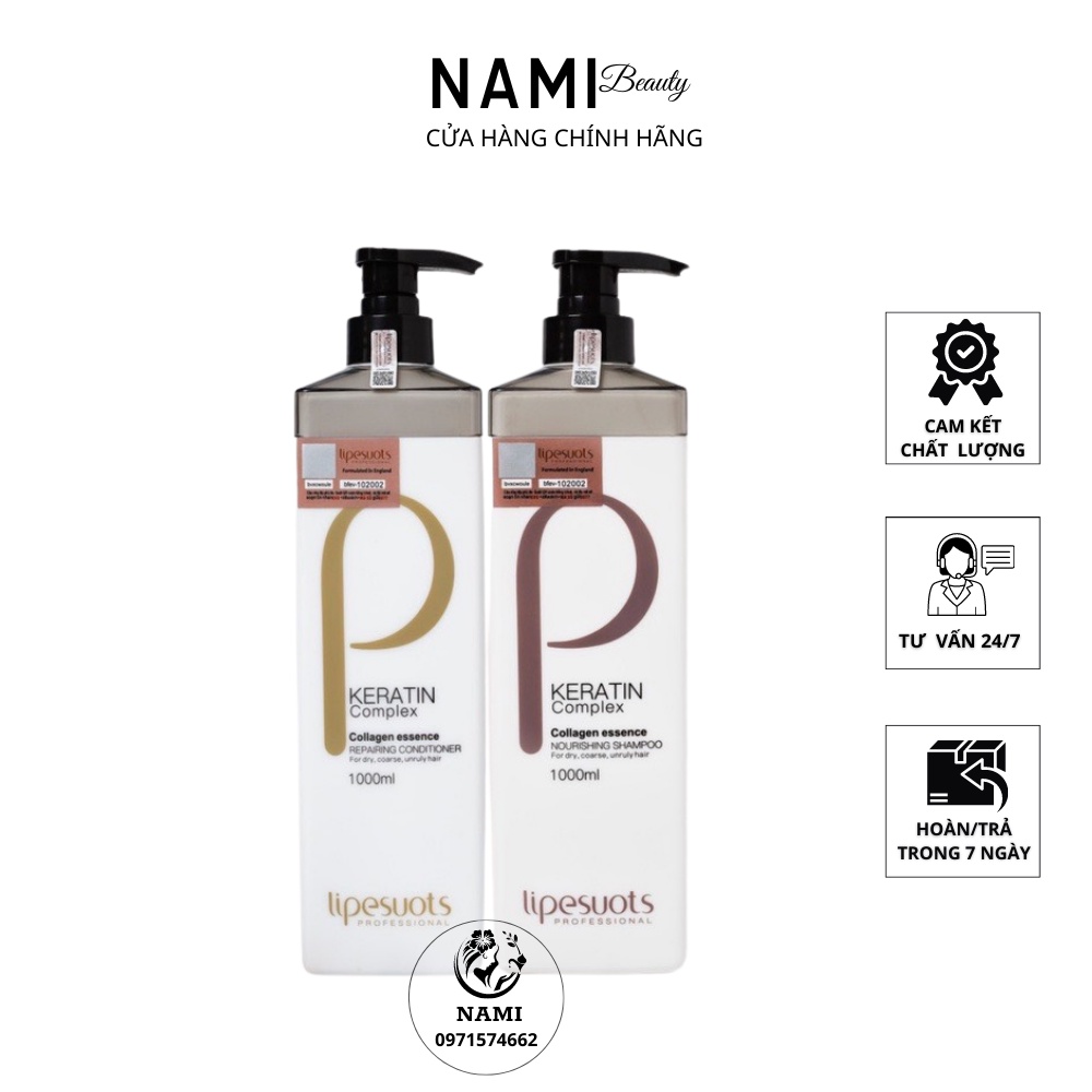 Cặp Dầu Gội Xả P & Keratin Complex 1000ml. Phục Hồi Tóc Hư Tổn Nặng, Kích Thích Mọc Tóc. Hàng Chính Hãng NAMI
