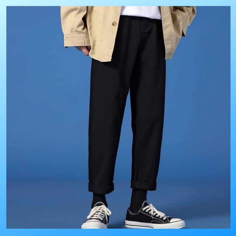 quần baggy jean nam đen trơn chất bò ống rộng dáng suông cao cấp đẹp 020 | BigBuy360 - bigbuy360.vn