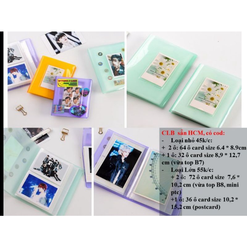 Sổ đựng thẻ ảnh photocard binder loại 6 vừa toploader, mini photocard