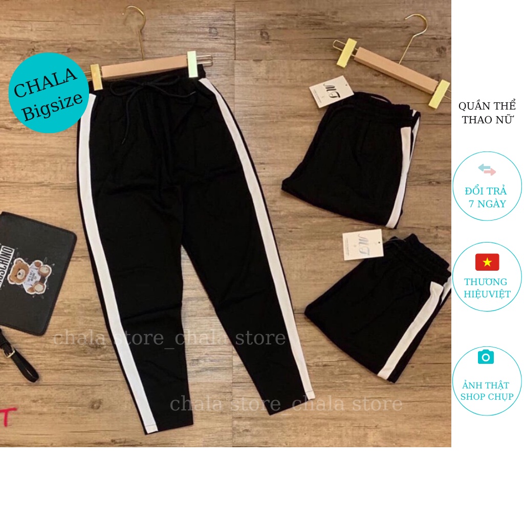 Quần Thể Thao Nữ 1 Sọc Chala, Quần Jogger Umi Lưng Chun Cạp Cao Dáng Baggy